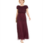 Adrianna Papell Women's Beaded Blouson Gown Red Size 8 Petite