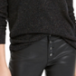Bar III Women's Gathered Glitter Long Sleeve V Neck Top Black Size X-Small