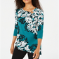 JM Collection Women's Asymmetrical Top Green Size Petite S