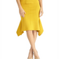 Rachel Royt Women's Handkerchief Hem Pencil Skirt Yellow Size Medium