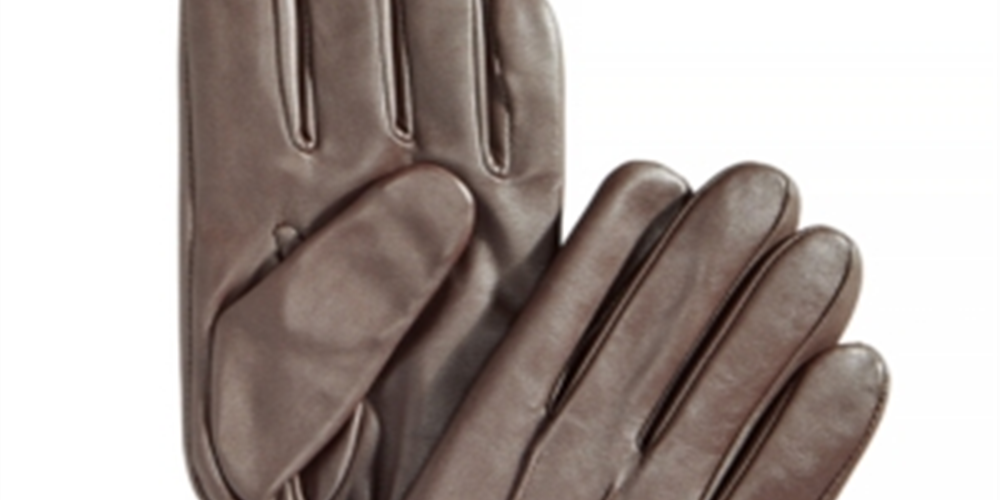 Club Room Men's Winter Gloves Touch Screen Leather Brown Size Size Large