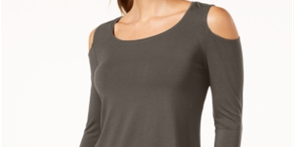 JM Collection Women's Cold Shoulder Top Brown size M