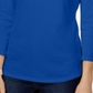 Charter Club Women's Pima Cotton Boat Neck Button Shoulder Top Blue Size 2XL