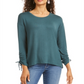 Style & Co Women's Drawstring Tie Cuff Top Olive Green size Petite XL