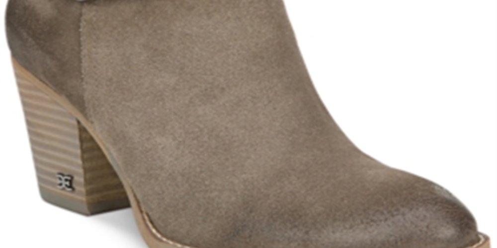 Sam Edelman Women's Minetta Suede Block Heel Ankle Boots Gray Size 10 M