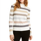 Maison Jules Women's Metallic Mock Neck Sweater White Size XXS