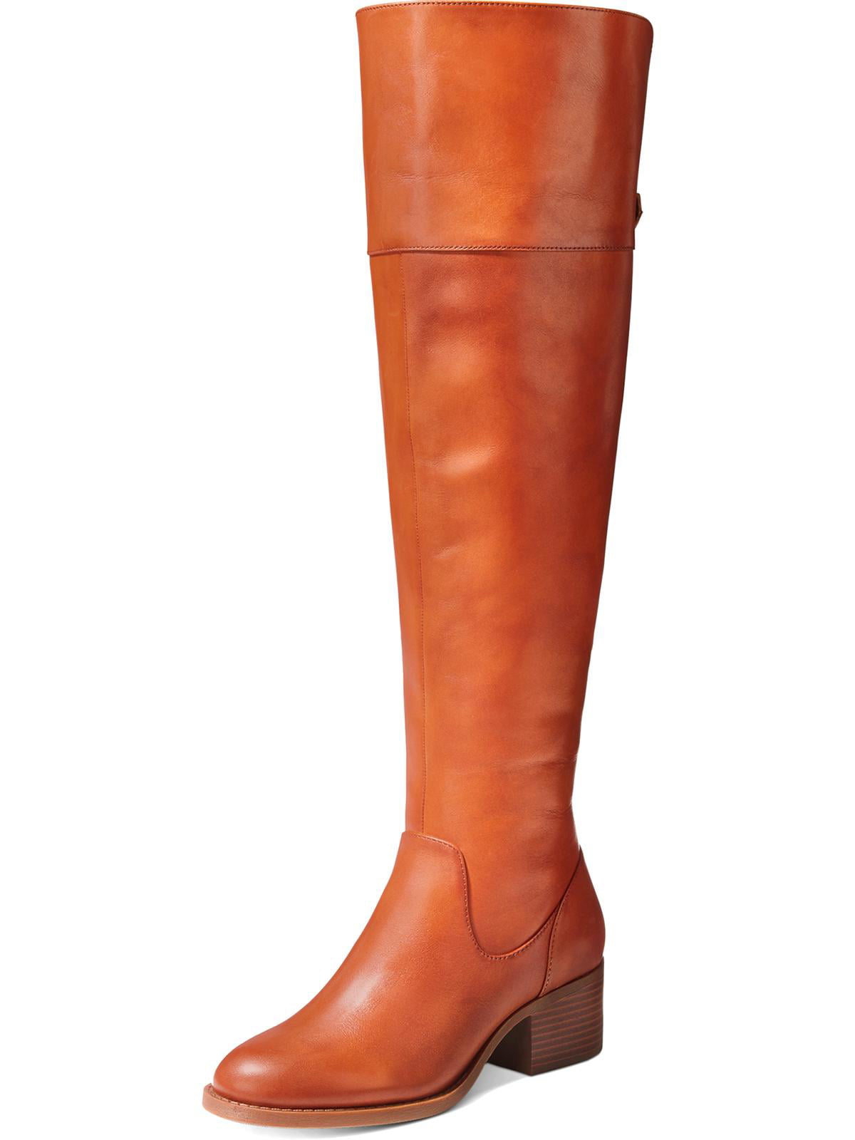 INC International Concepts Women's Karmenn Leather Tall Over the Knee Boots Brown Size 6.5 M