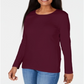 Karen Scott Women's Satin Trim Scoop Neck Top Red Size Large