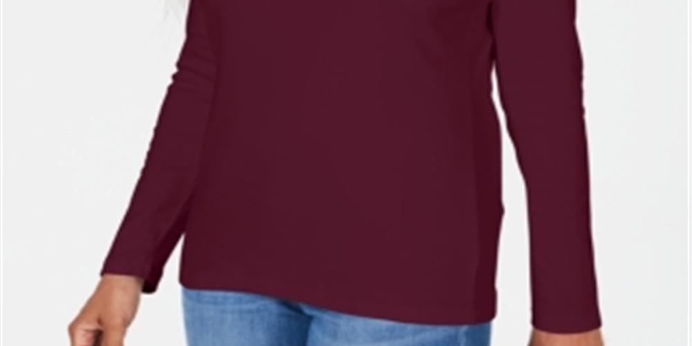 Karen Scott Women's Satin Trim Scoop Neck Top Red Size Large