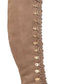 Journee Collection Women's Zip Elastic Laces Wide Calf Comfort Trill Round Toe Stiletto Heeled Boots Brown Size 12M