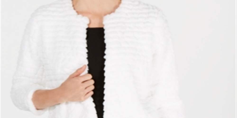Calvin Klein Women's Faux Fur Shrug White Size Petite M