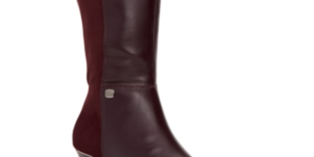 Alfani Women's Arch Support Cushioned Hakuu Almond Toe Kitten Heel Zip up Boots Red Size 7.5 M