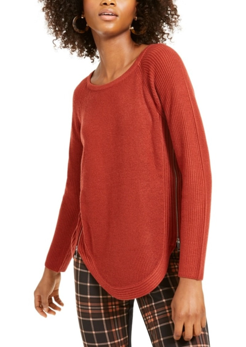 INC International Concepts Women's Patterned Long Sleeve Crew Neck T-Shirt Top Red Size Medium