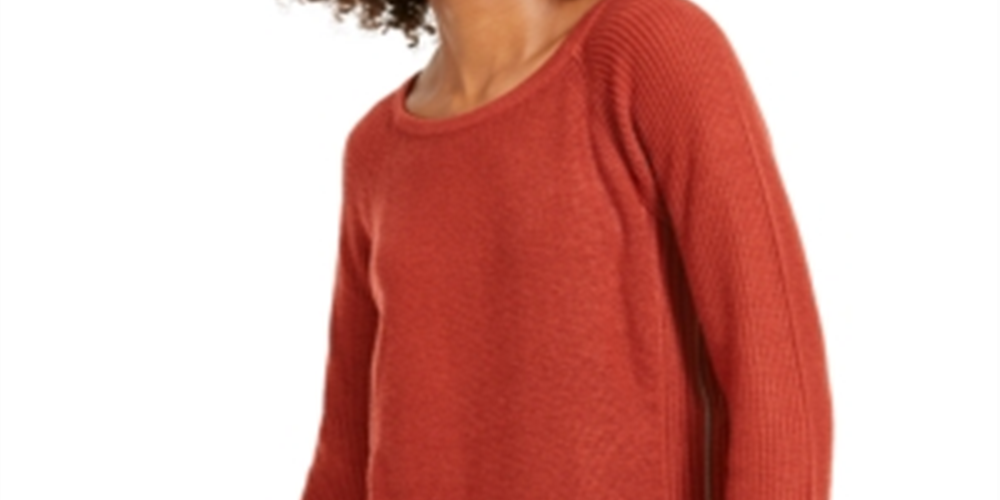 INC International Concepts Women's Patterned Long Sleeve Crew Neck T-Shirt Top Red Size Medium
