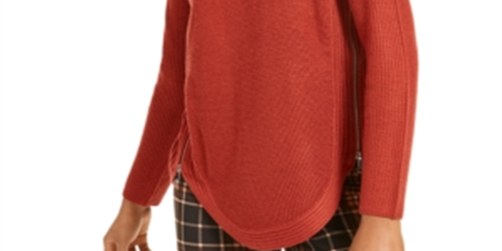 INC International Concepts Women's Patterned Long Sleeve Crew Neck T-Shirt Top Red Size Medium