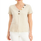 JM Collection Women's Mixed Button Top Brown Size X-Small