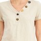 JM Collection Women's Mixed Button Top Brown Size X-Small