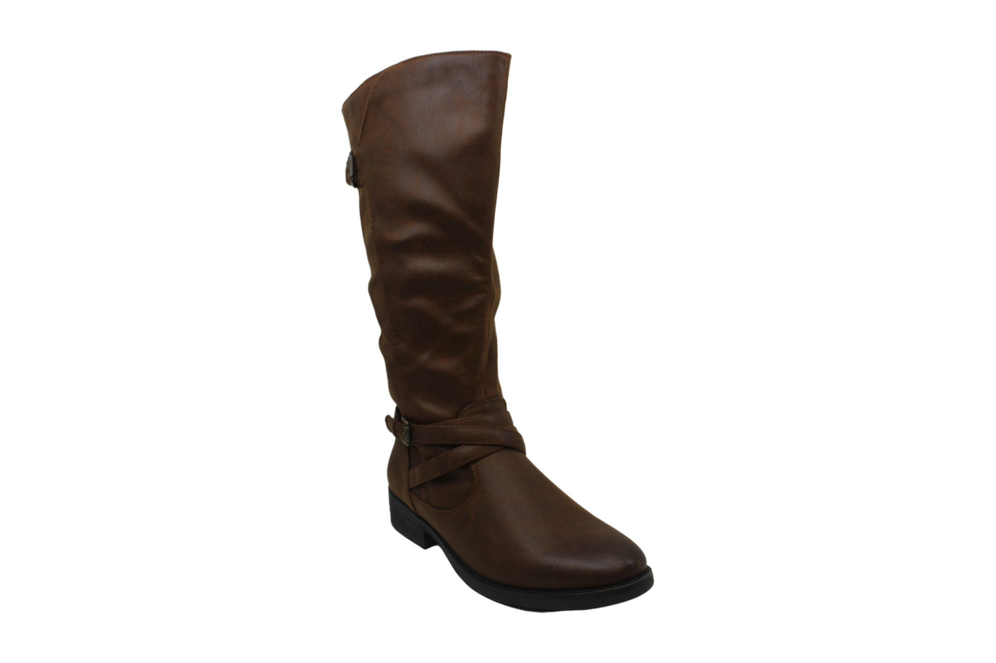 BareTraps Women's Alysha Faux Leather Wide Calf Riding Boots Brown Size 9M