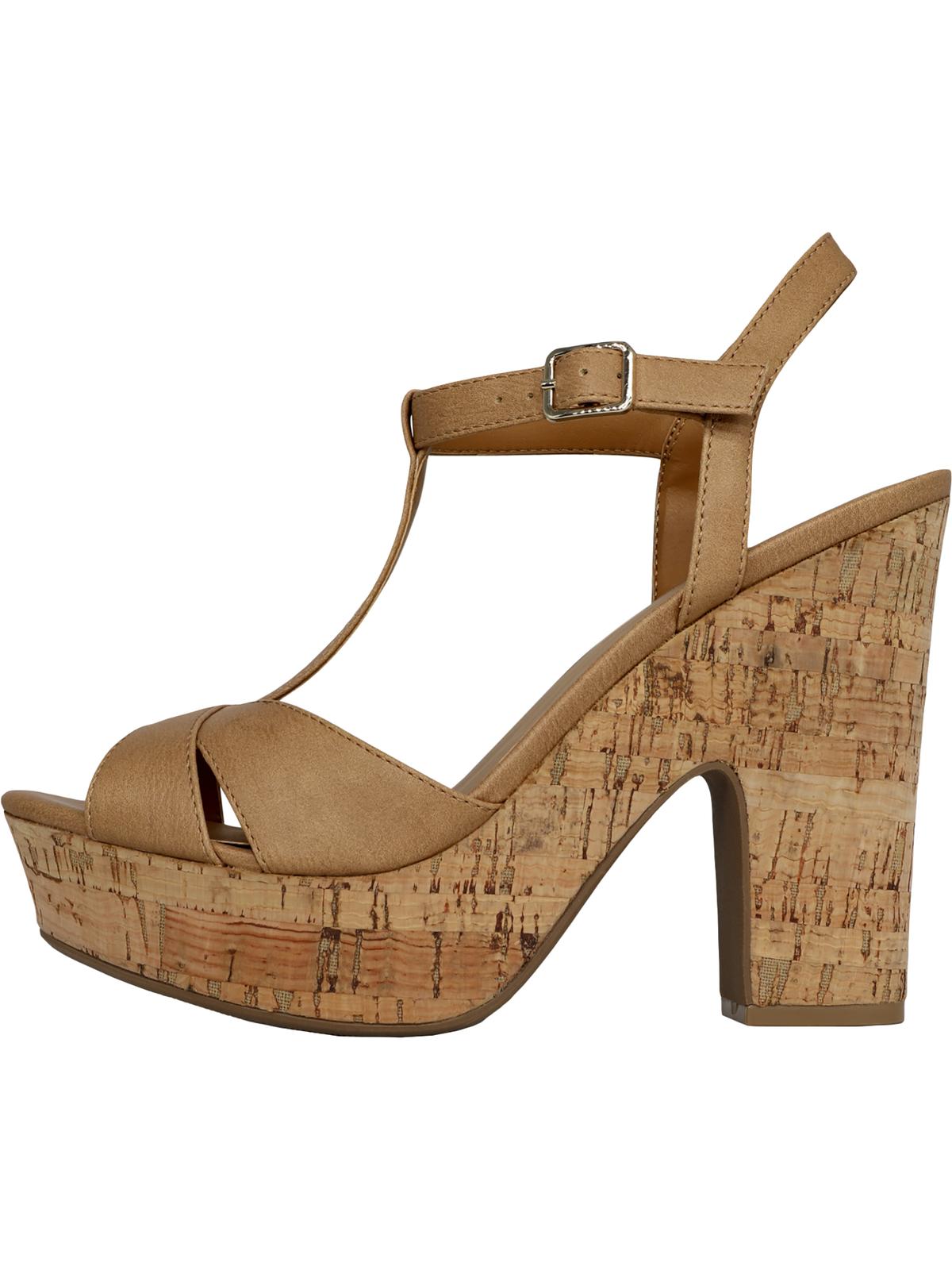 Sun + Stone Women's Jamie Platform Open Toe Heel Sandals Tan Size 9.5 M