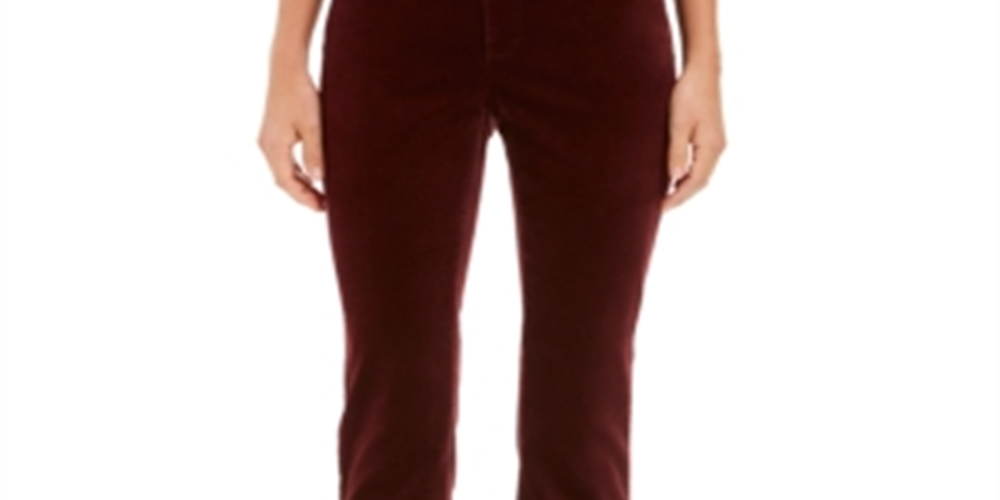 Charter Club Velveteen Tummy-Control Ankle Straight Jeans  - Deep Cherrywood Red Size 10
