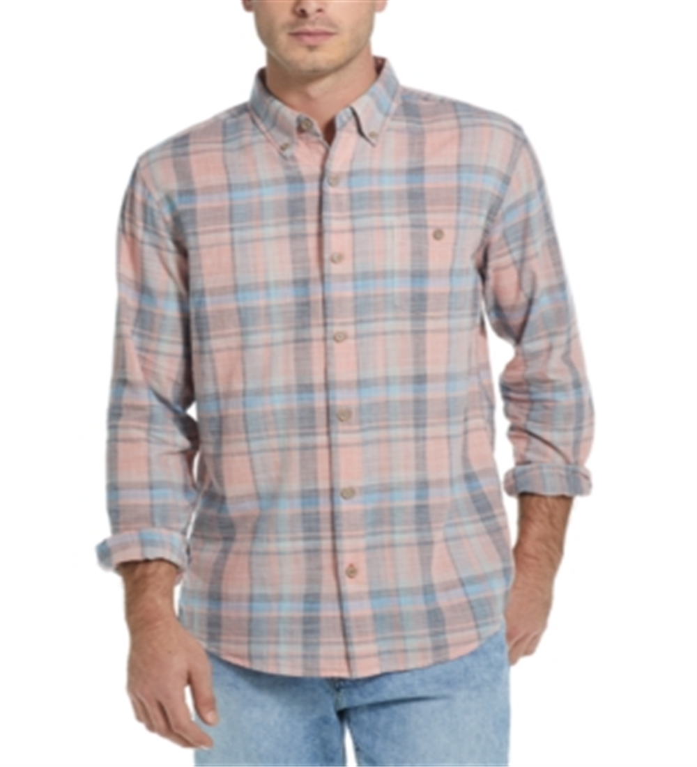 WEATHERPROOF VINTAGE Mens Orange Plaid Dress Shirt S