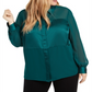 Alfani Plus Size Satin Mixed-Media Top True Emerald Green Size 1X