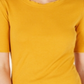 Maison Jules Crewneck Elbow-Sleeve Top Golden Poppy Yellow Size XL