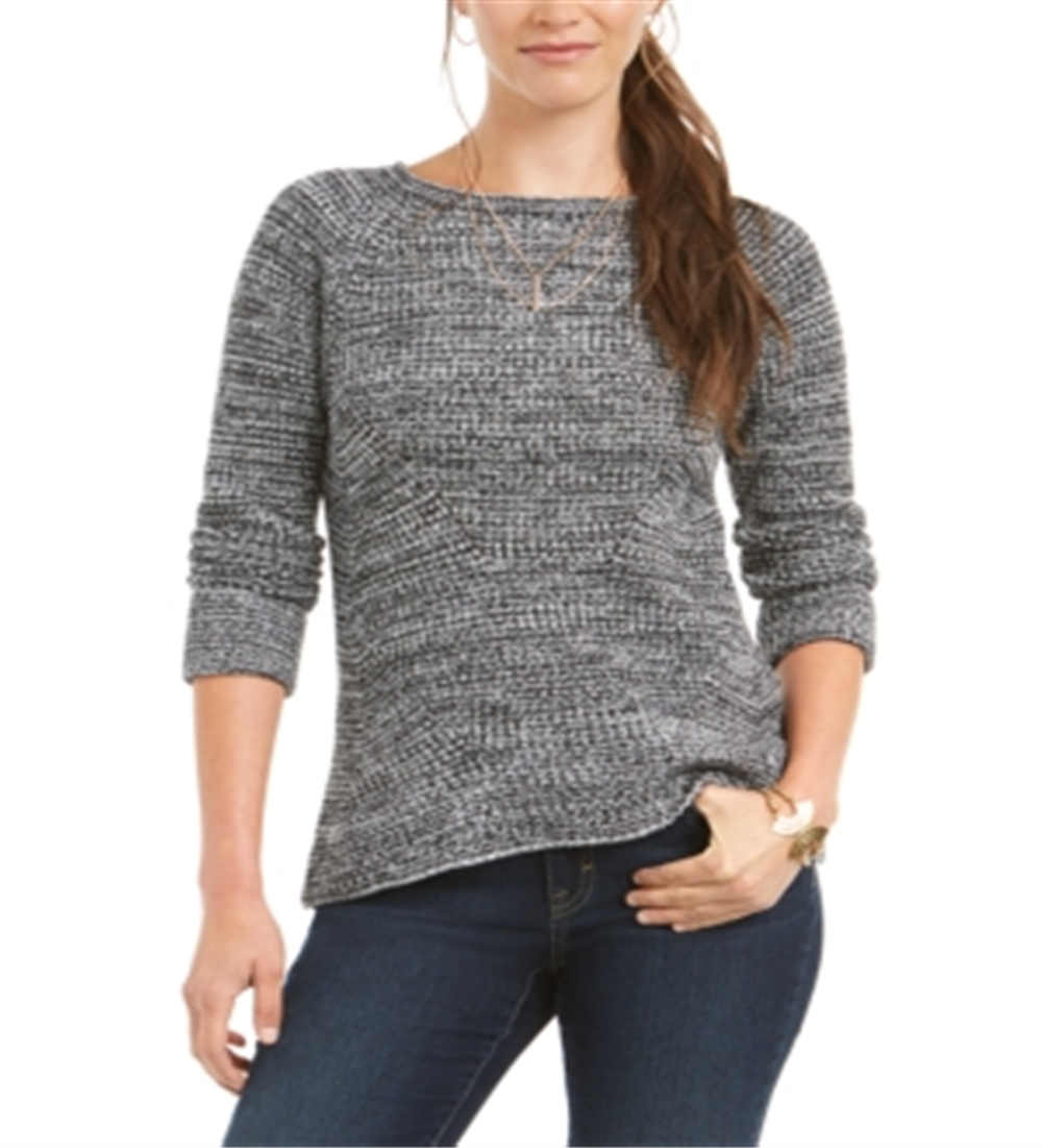 Style & Co Women's Crewneck Marled Sweater Black Size M