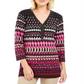Jm Collection Petite Printed Tunic Geo Beat Pink Size Large