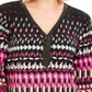 Jm Collection Petite Printed Tunic Geo Beat Pink Size Large
