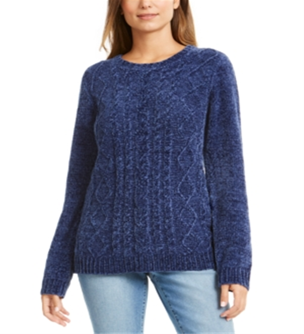 Karen Scott Women's Cable Knit Chenille Sweater Blue Size X-Small