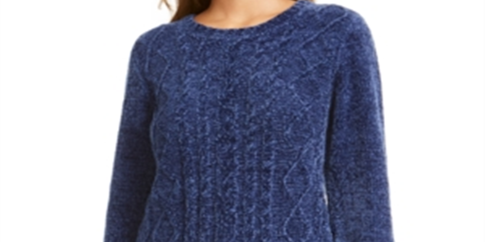 Karen Scott Women's Cable Knit Chenille Sweater Blue Size X-Small