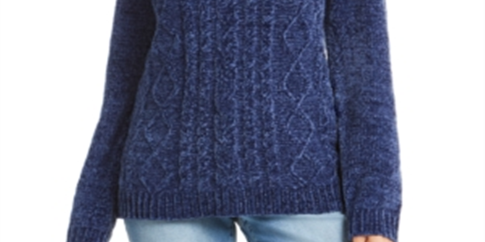 Karen Scott Women's Cable Knit Chenille Sweater Blue Size X-Small