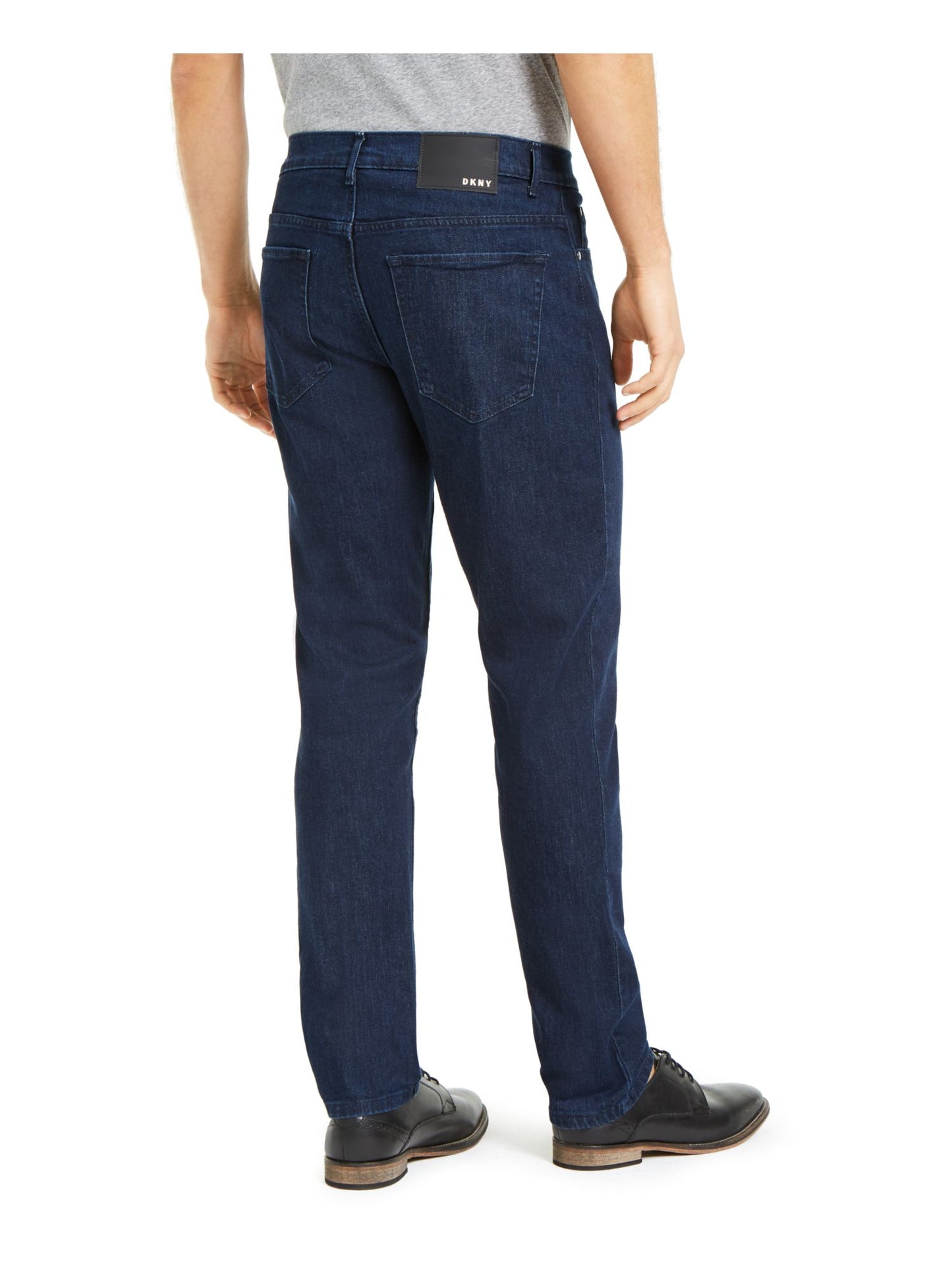 DKNY पुरुषों की डेनिम मिड-राइज़ स्ट्रेट लेग जींस नीली, साइज़ 33X32