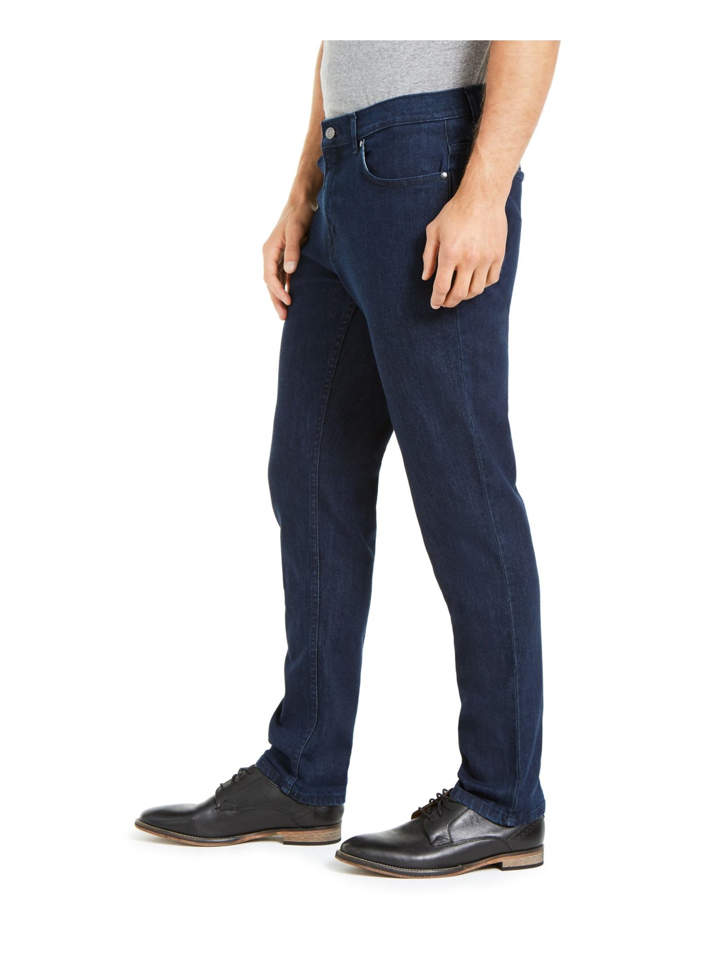 DKNY पुरुषों की डेनिम मिड-राइज़ स्ट्रेट लेग जींस नीली, साइज़ 33X32