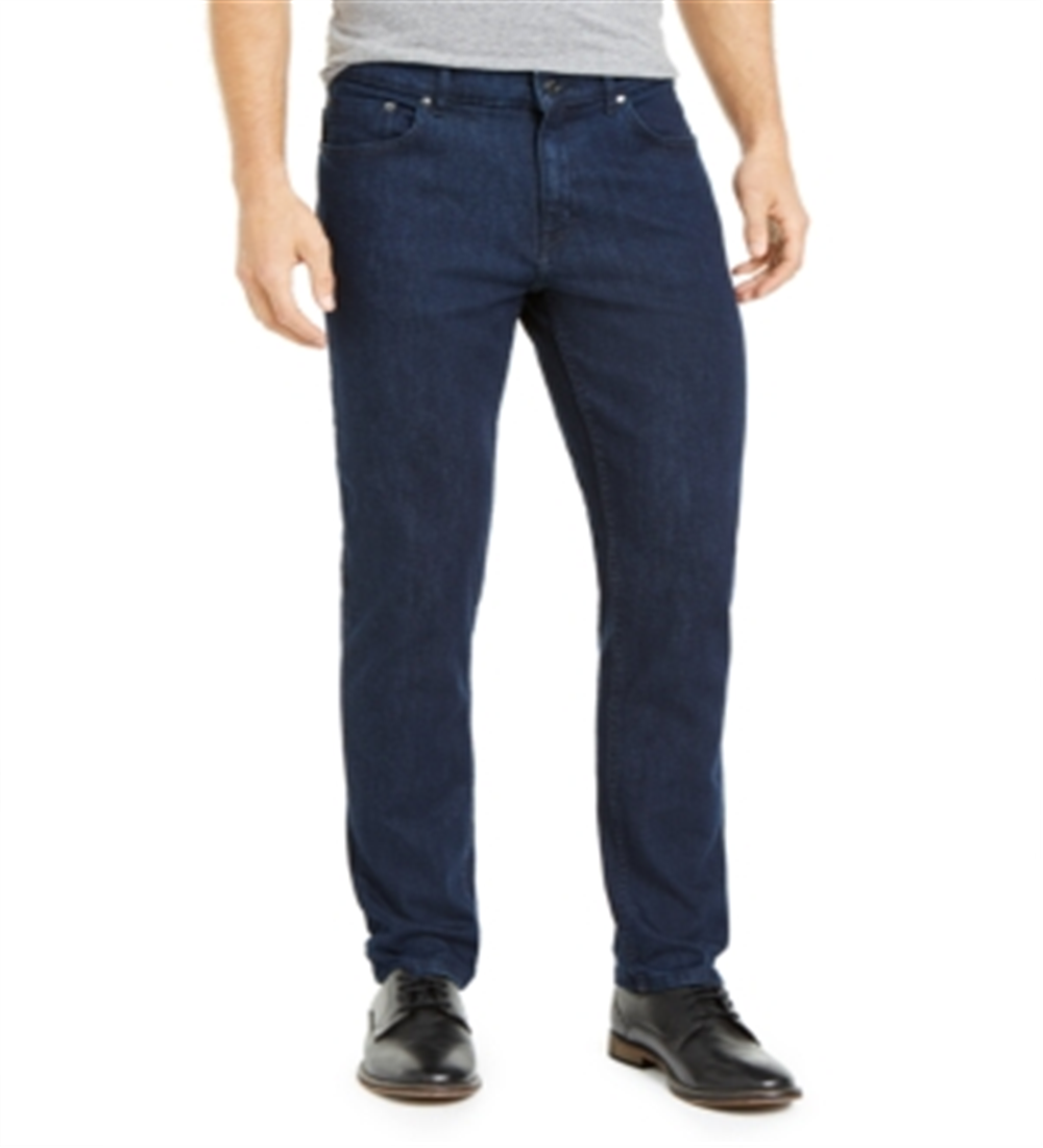 DKNY पुरुषों की डेनिम मिड-राइज़ स्ट्रेट लेग जींस नीली, साइज़ 33X32