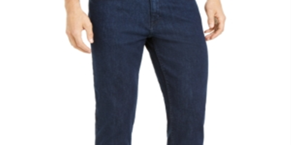 DKNY पुरुषों की डेनिम मिड-राइज़ स्ट्रेट लेग जींस नीली, साइज़ 33X32