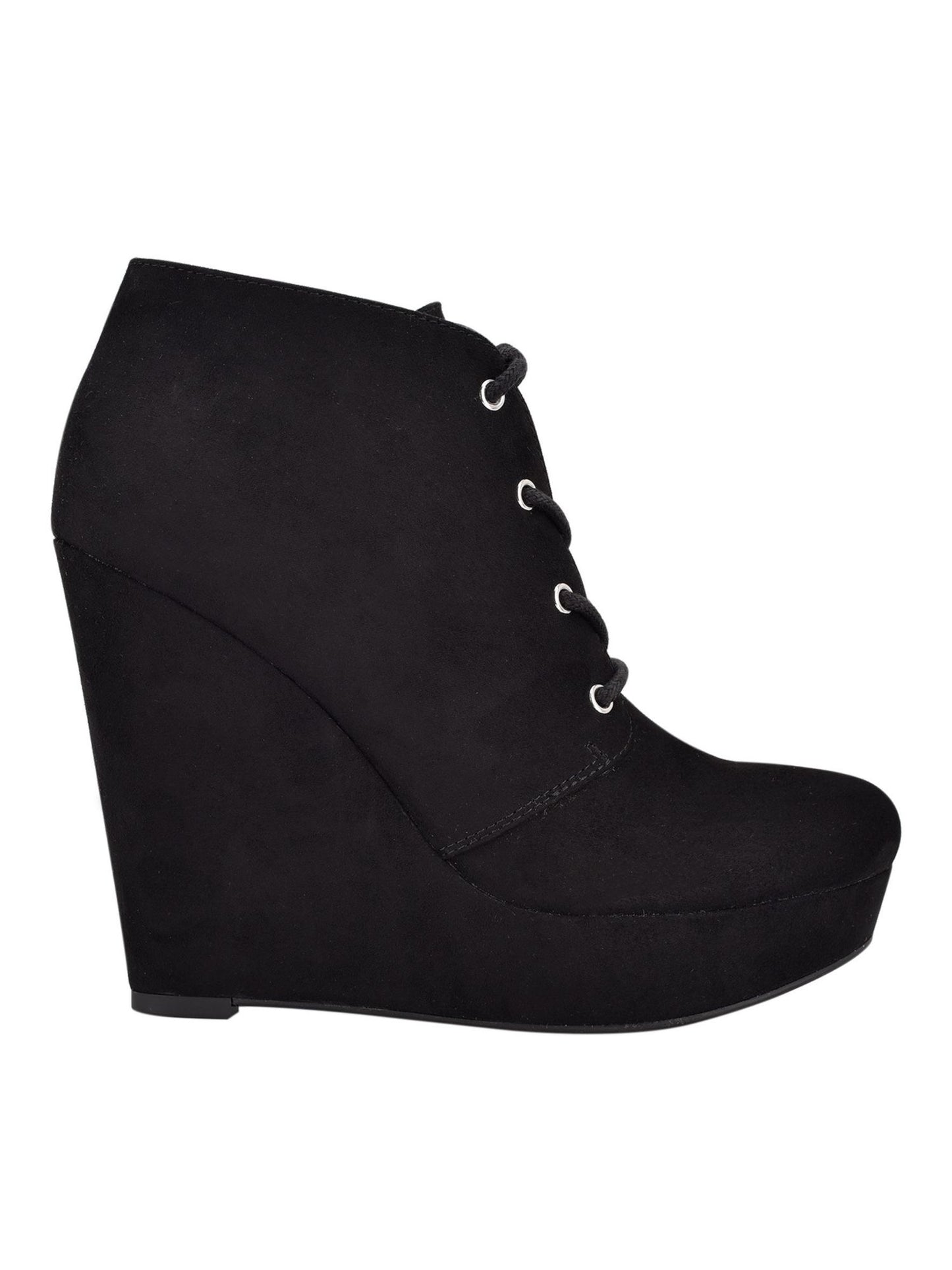 Gbg Women's Almond Toe Wedge Lace up Dress Booties Black Size 11 M