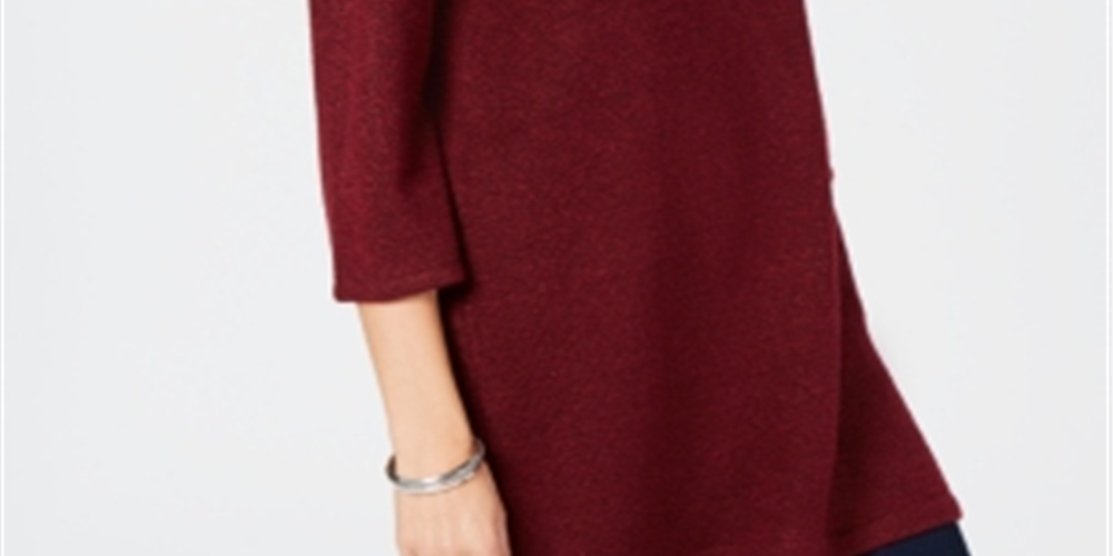 Karen Scott Marled Boat-Neck Sweater Red Size S