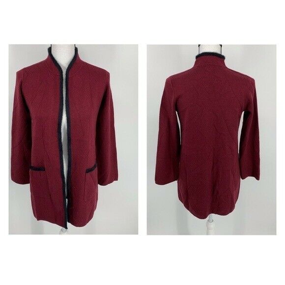 Alfani Women's Eyelash Trim Cardigan Red Size Small