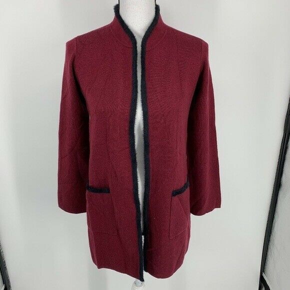 Alfani Women's Eyelash Trim Cardigan Red Size Small