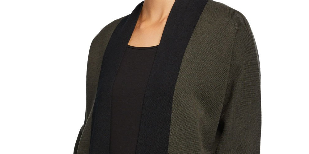 Eileen Fisher Womens Merino Wool Kimono Cardigan Sweater Green Size XS