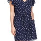 Maison Jules Women's Flutter Sleeve Sheath Dress Blue Size Large
