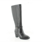 Giani Bernini Womens Black Buckle Accent Round Toe Stacked Heel Zip-up Leather Heeled Boots Size 5