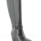 Giani Bernini Womens Black Buckle Accent Round Toe Stacked Heel Zip-up Leather Heeled Boots Size 5