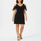 MSK Women's Petite Cold-Shoulder Ruffled Dress Black Size Petite XL