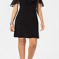 MSK Women's Petite Cold-Shoulder Ruffled Dress Black Size Petite XL