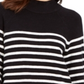 Charter Club Women's Split Back Striped Mockneck Sweater Black Size Petite XL