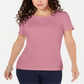Karen Scott Women's Solid T-Shirt Pink Size Medium