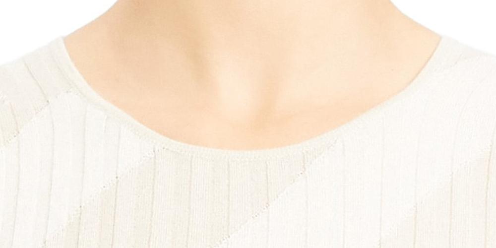 Theory Women's Silk Ribbed Crewneck Sweater White Size Large